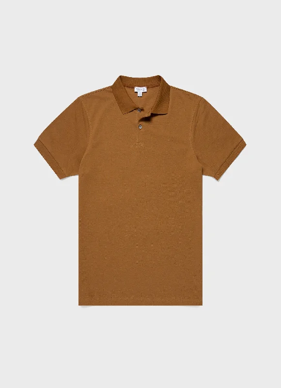 Men's Piqué Polo Shirt in Golden Brown