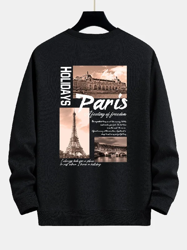 Paris Cityscape Print Relax Fit Sweatshirt