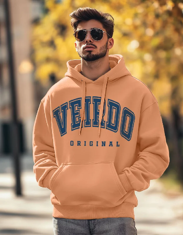 Veirdo Original Orange Front Printed Oversized Hoodie