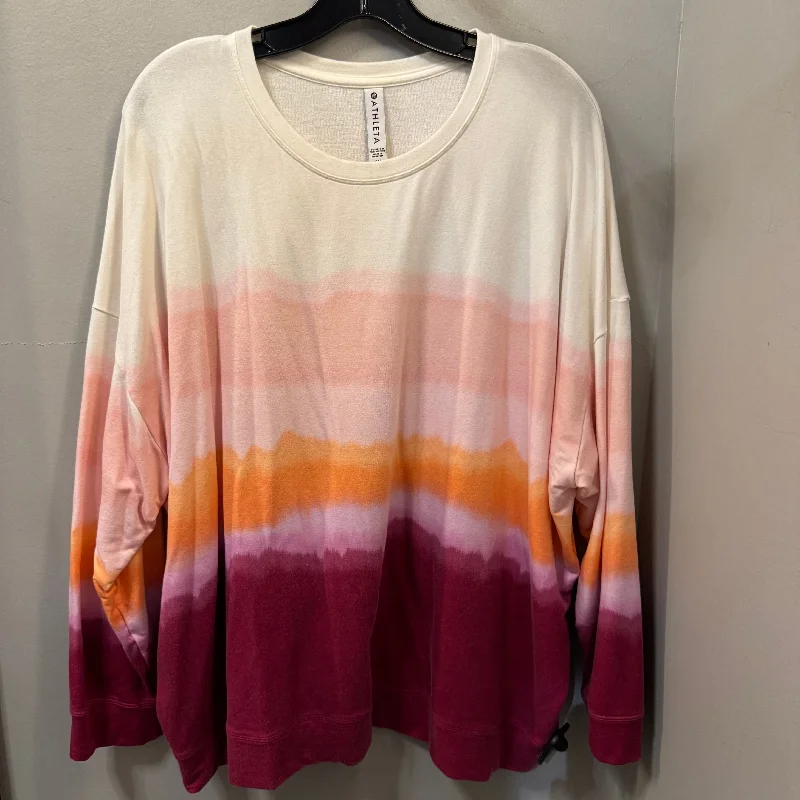 Athletic Sweatshirt Crewneck By Athleta In Pink & White, Size: 2x