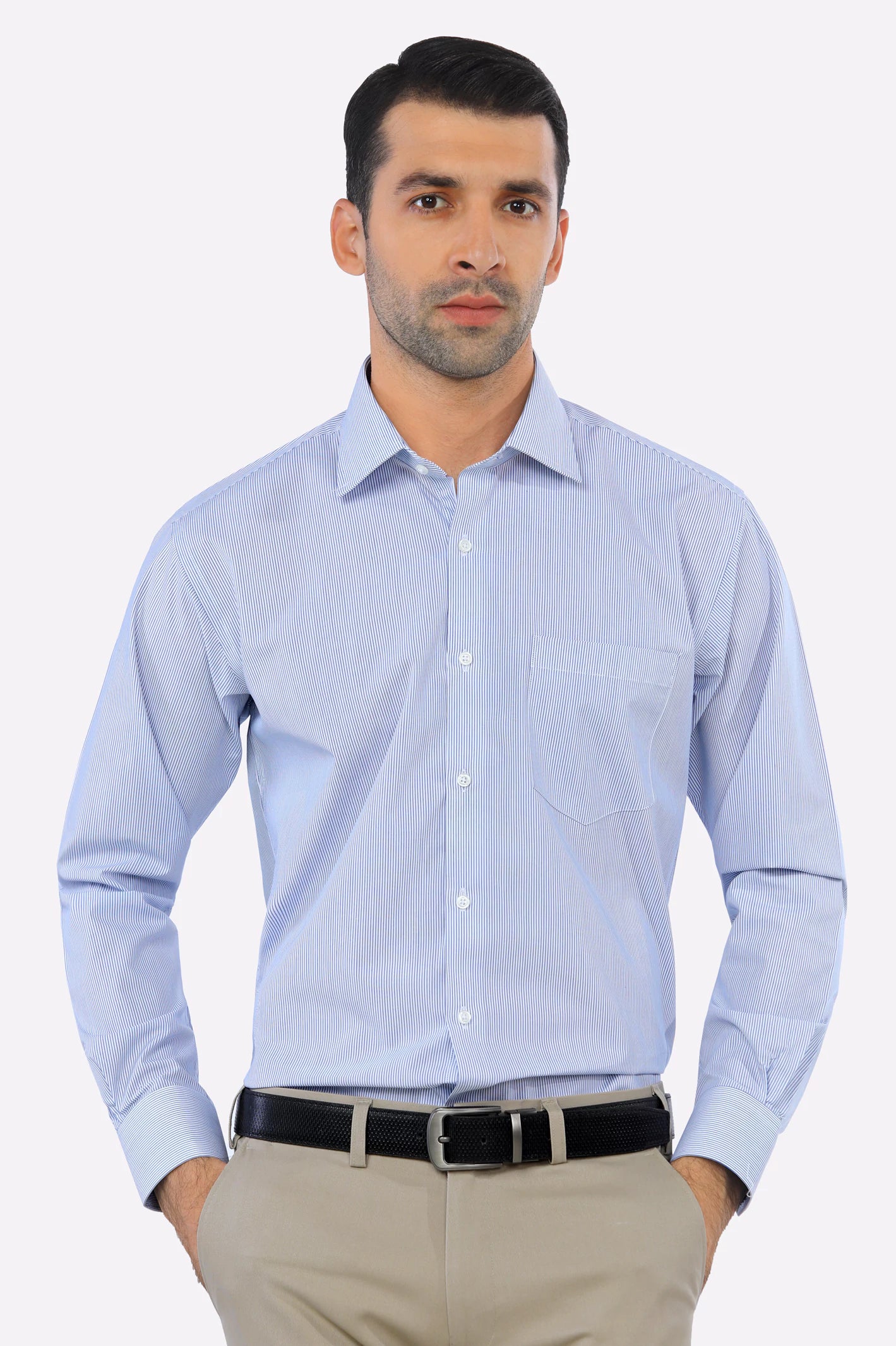 Blue Hairline Stripe Formal Shirt