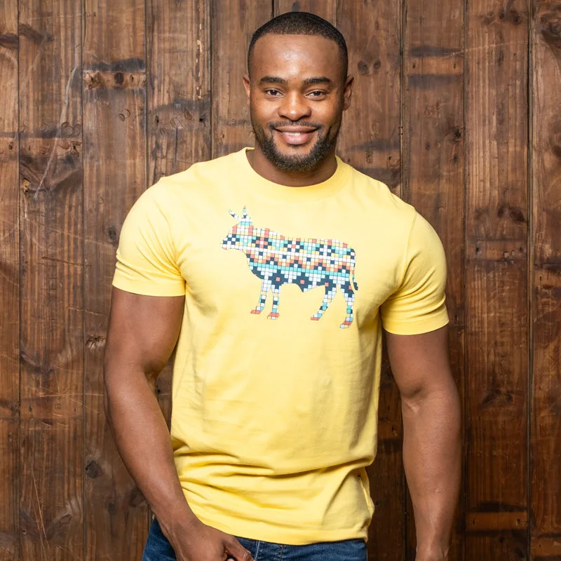 Pixel Ndebele Nguni Crew Tee Mango