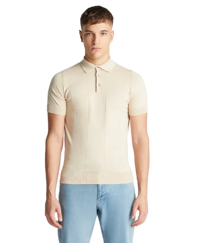 ID24411-Remus Beige Knitted Rib Polo Shirt