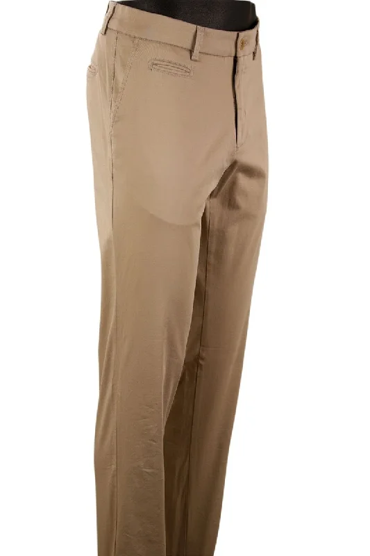 Xtreme Comfort Sateen Casual Pants in Dark Khaki (Flat Front Models) by Ballin