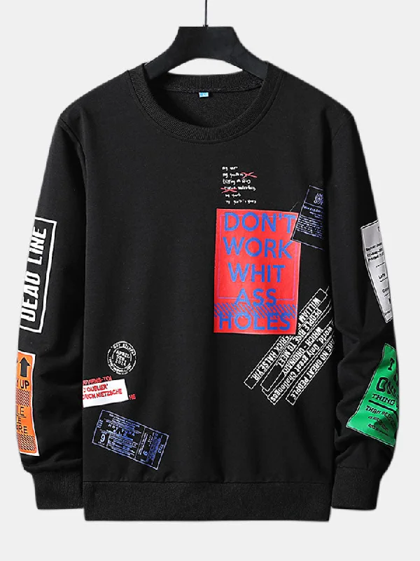 Slogan Label Print Sweatshirt