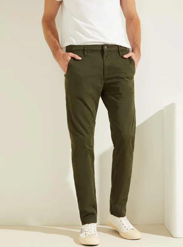 Deep Green Slim Fit Lonita Twill Chino Pants