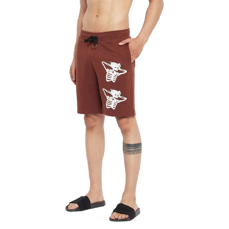 Brown Oversized Headache Printed Shorts