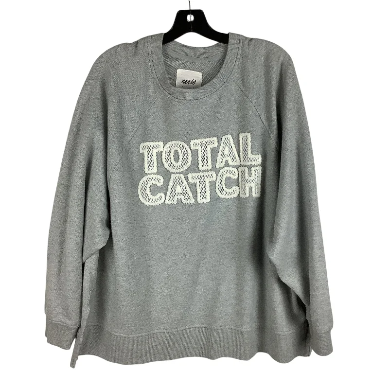 Sweatshirt Crewneck By Aerie In Grey, Size: L