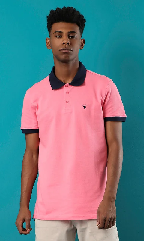 39406 Solid Casual Polo Shirt - Pink (MPO)