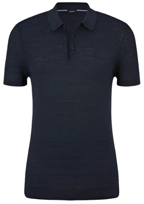 ID24177-Joop Navy Malioso Linen Polo Shirt