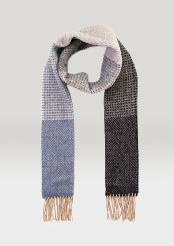 Cashmere Merino Scarf | Grey Blue Plaid