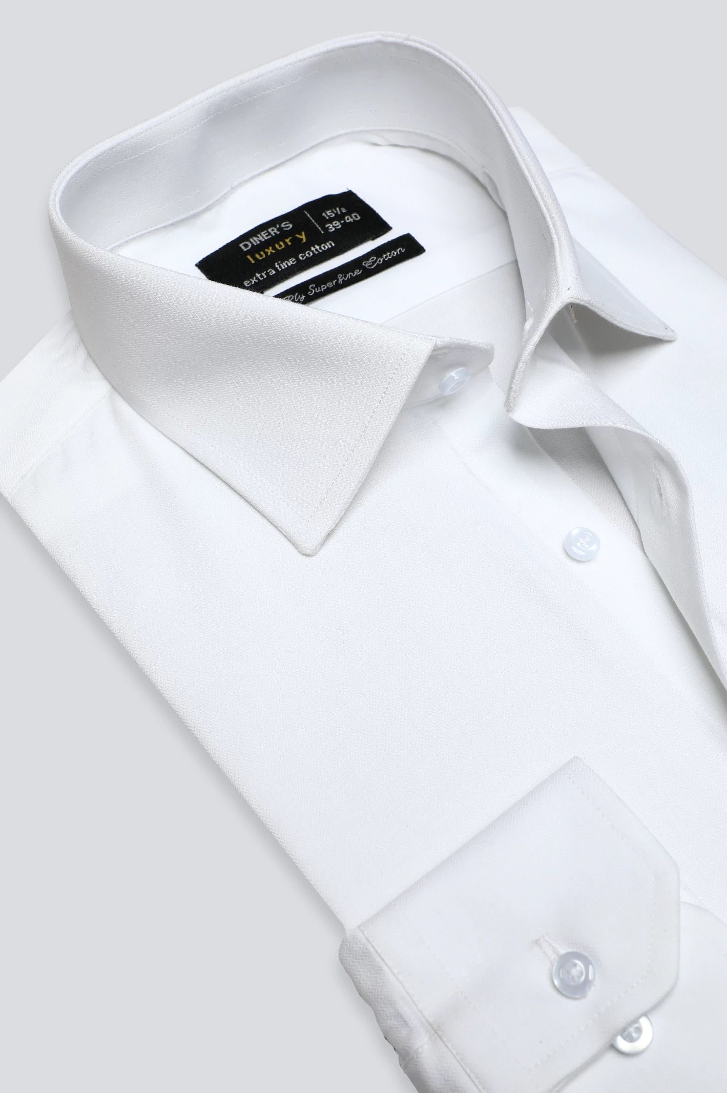 White Herringbone Textured Formal Shirt