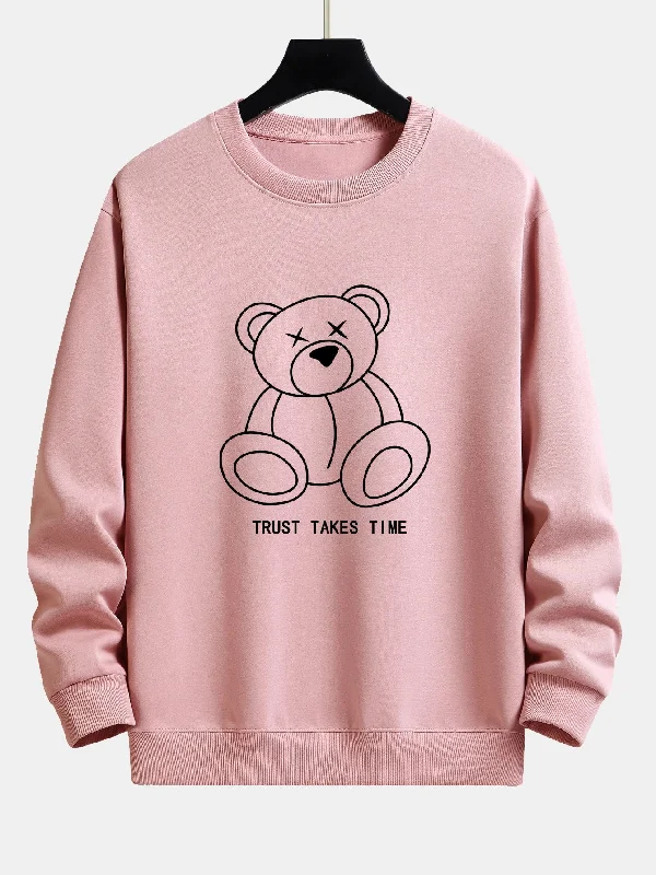 Simple Bear Print Relax Fit Sweatshirt