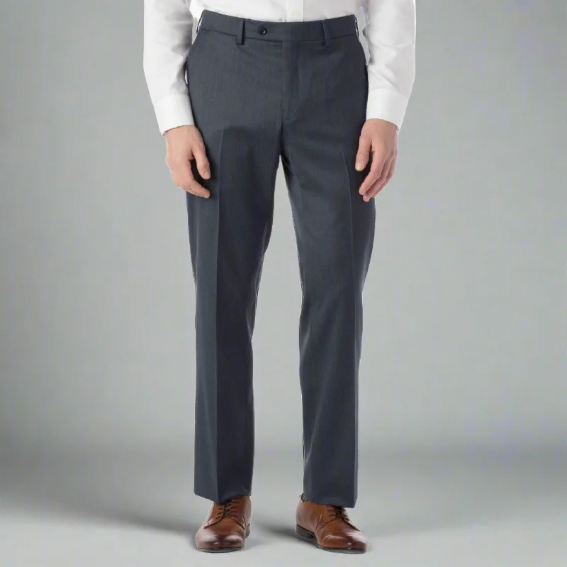 Super 130s Loro Piana Wool Gabardine Flat Front Trouser in Navy Mix by 6 East by Ballin