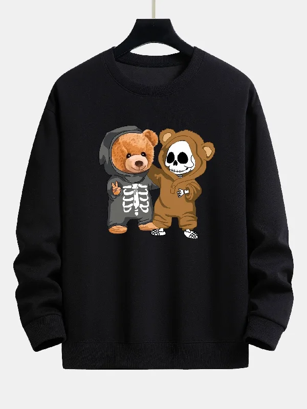 Skeleton Bear Print Relax Fit Sweatshirt