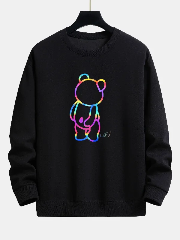 Gradient Bear Print Relax Fit Sweatshirt