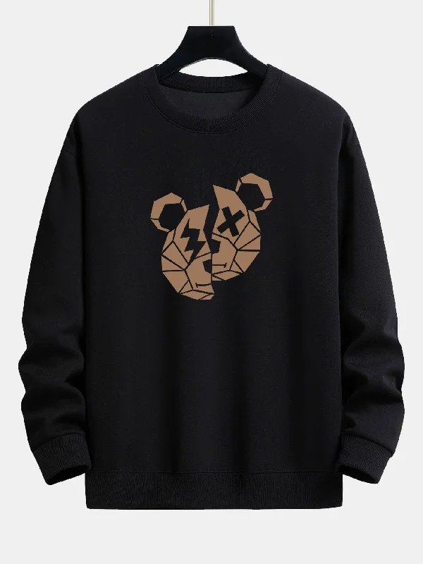 Geometric Bear Print Relax Fit Sweatshirt