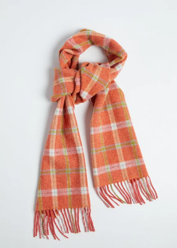 Foxford Lambswool Scarf | Orange Check