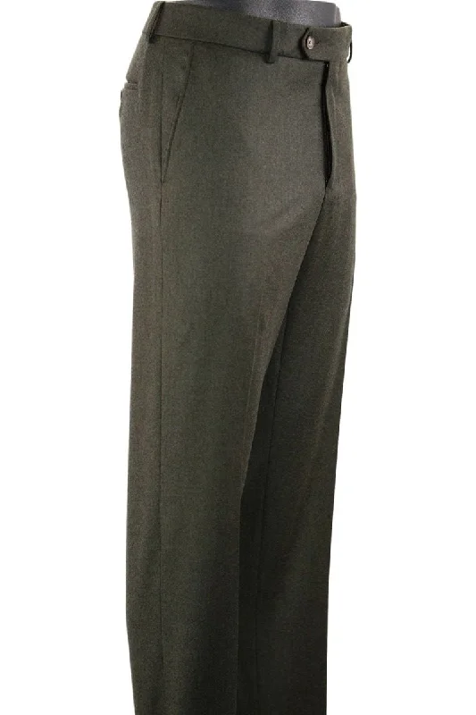 Cashmere and Wool Italian Flannel Comfort-EZE Trouser in Loden (Flat Front Models) by Ballin