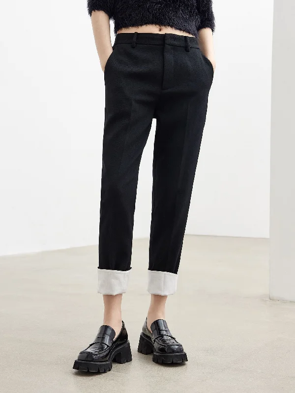 Contrasting Cuffed Back Trousers