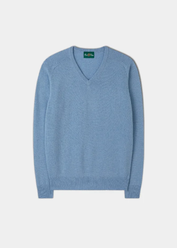 Men's Lambswool Vee Neck Jumper in Iceberg - Regular Fit