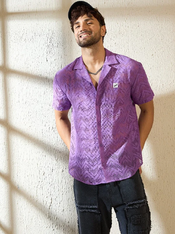 Violet Dyed Lace Cuban Shirt