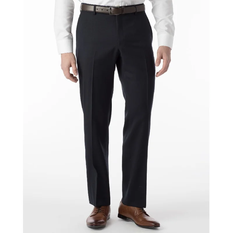 LONG FIT Super 120s Wool Gabardine Comfort-EZE Trouser in Navy (Plain Front Model) by Ballin