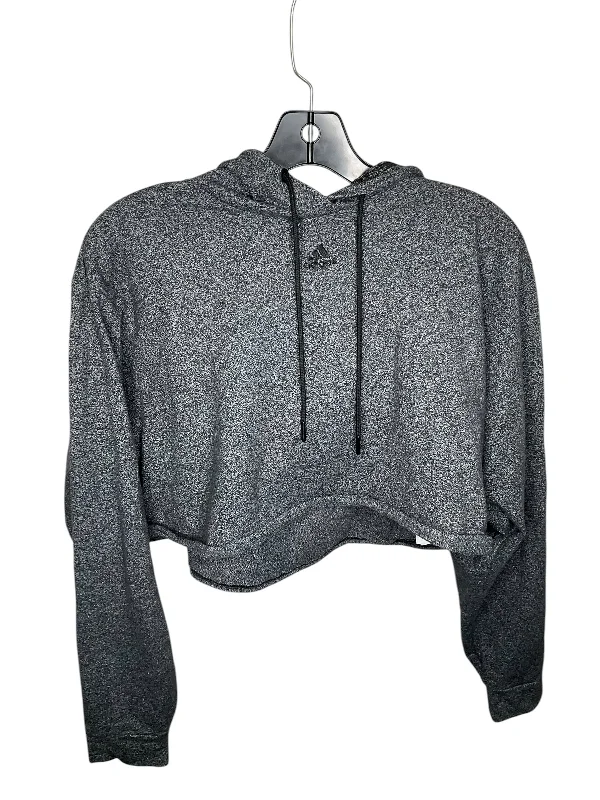 Athletic Sweatshirt Hoodie By Adidas In Grey, Size: L