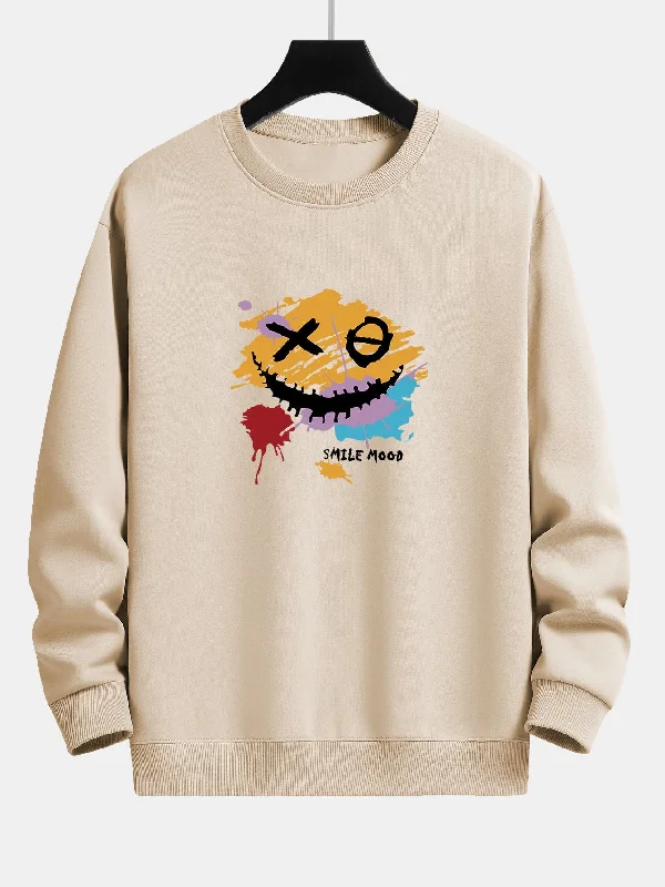 Graffiti Smiley Face Print Relax Fit Sweatshirt