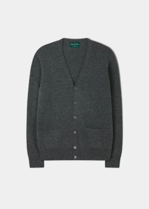 Men's Geelong Lambswool Cardigan in Dark Grey - Classic Fit