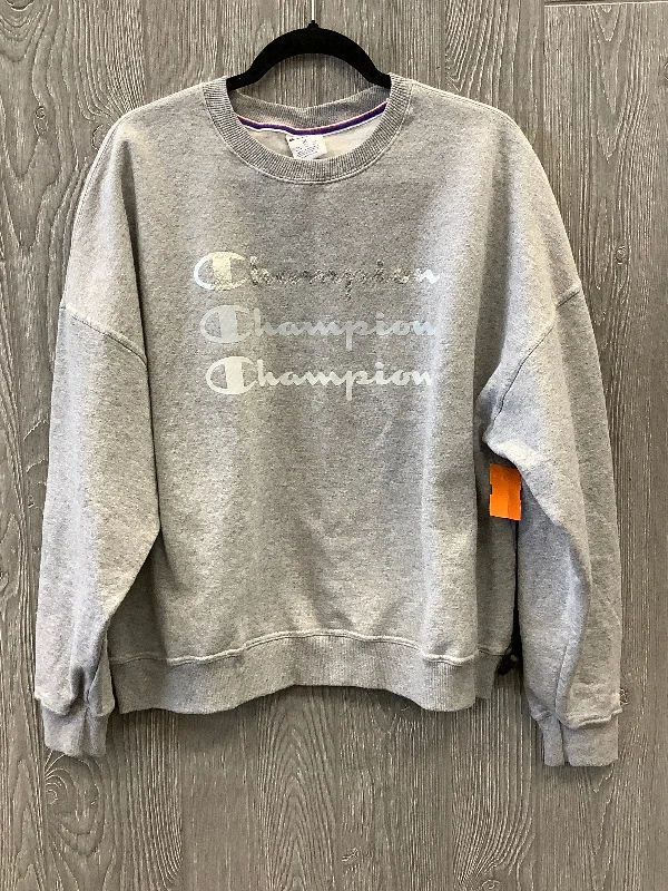 Athletic Sweatshirt Collar By Champion In Grey & Orange, Size: Xl