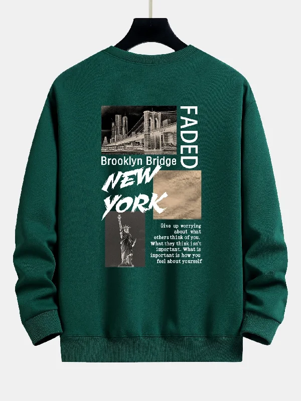 New York Cityscape Back Print Relax Fit Sweatshirt