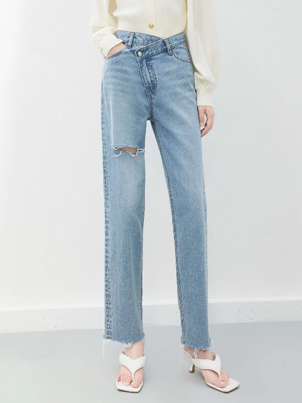 Asymmetric Ripped Jeans