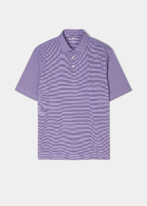 Waterbeach Striped Polo Shirt In Plum - Sports Fit