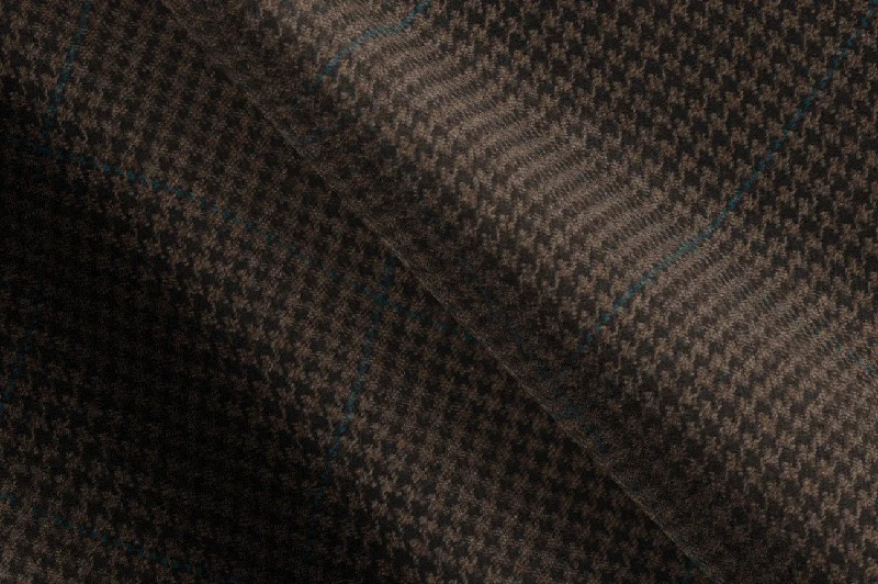 Made to Measure Brown Houndstooth with Bottle Green Windowpane Waistcoat