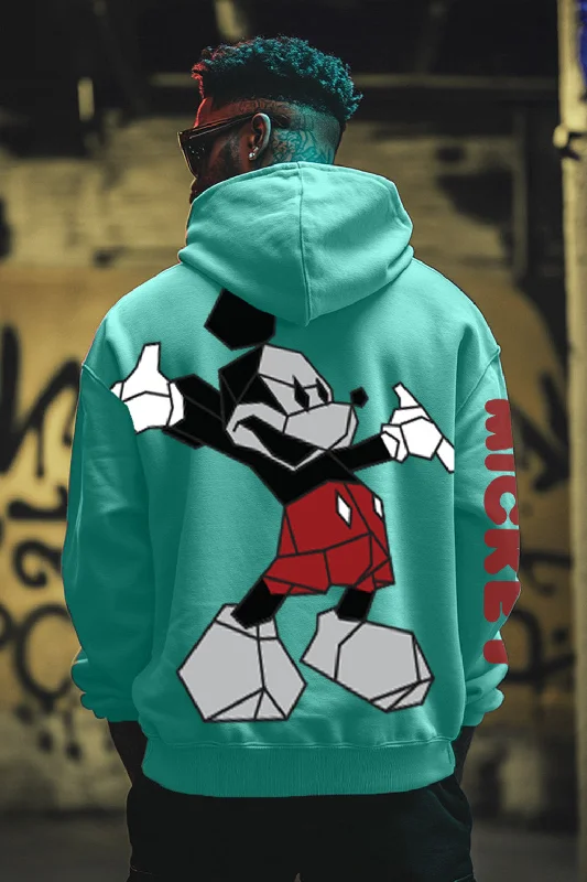 Mickey Magic: Men's Green Regular Fit Hoodie