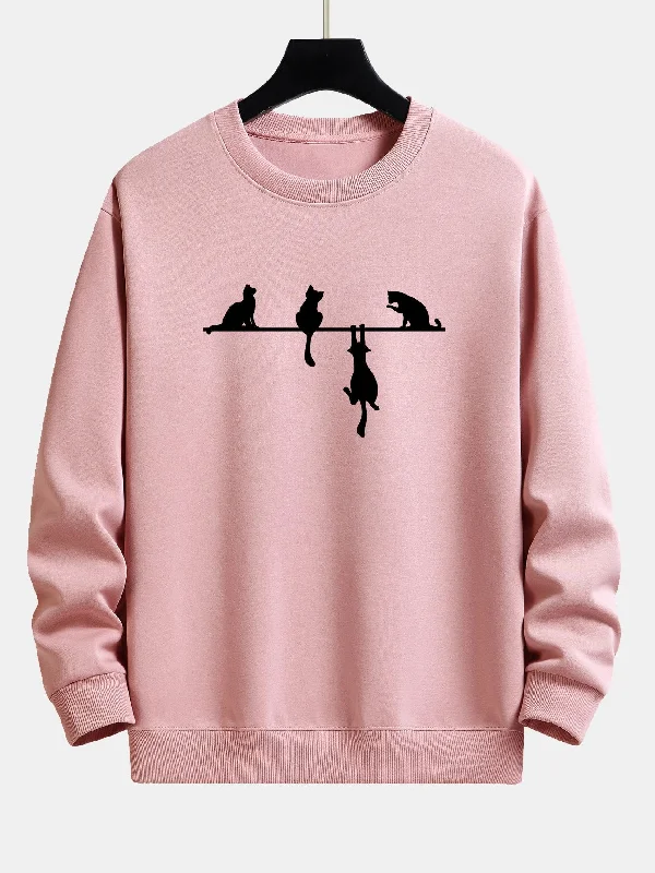 Silhouette Cat Print Relax Fit Sweatshirt