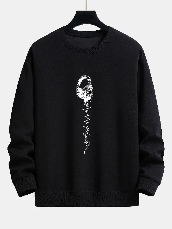 Earphone Print Relax Fit Sweatshirt