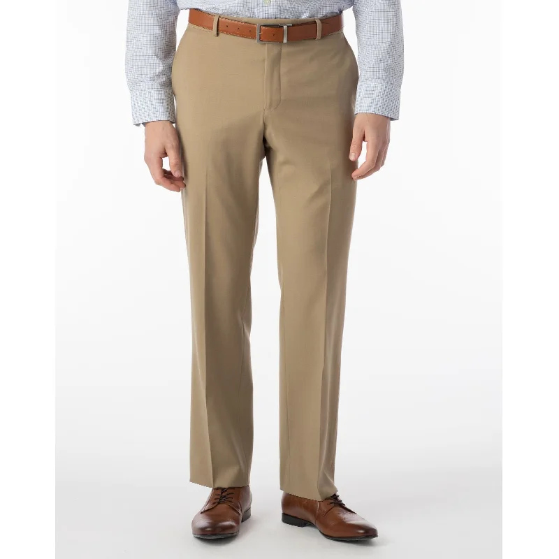 BIG FIT Super 120s Wool Gabardine Comfort-EZE Trouser in Tan (Plain Front Model) by Ballin