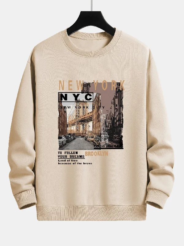 New York Cityscape Print Relax Fit Sweatshirt