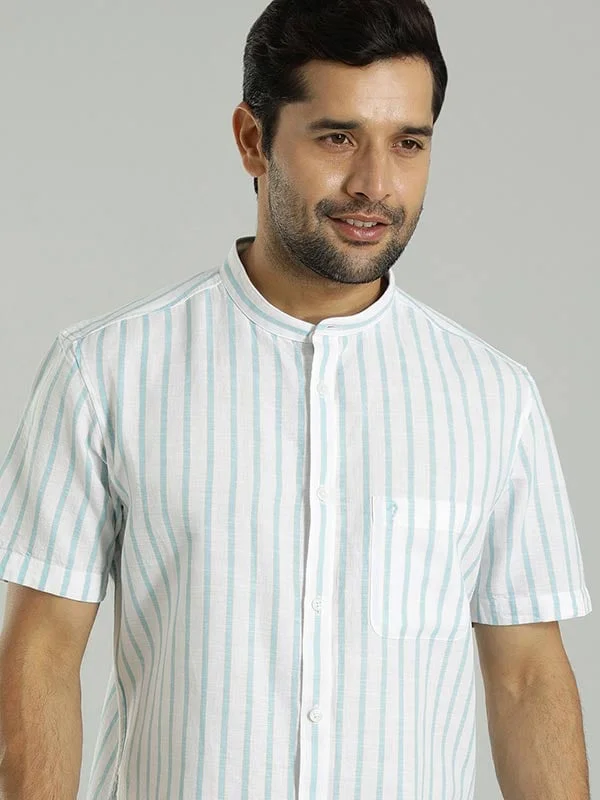 Men Striped Half Sleeve Cotton Blend Shirt