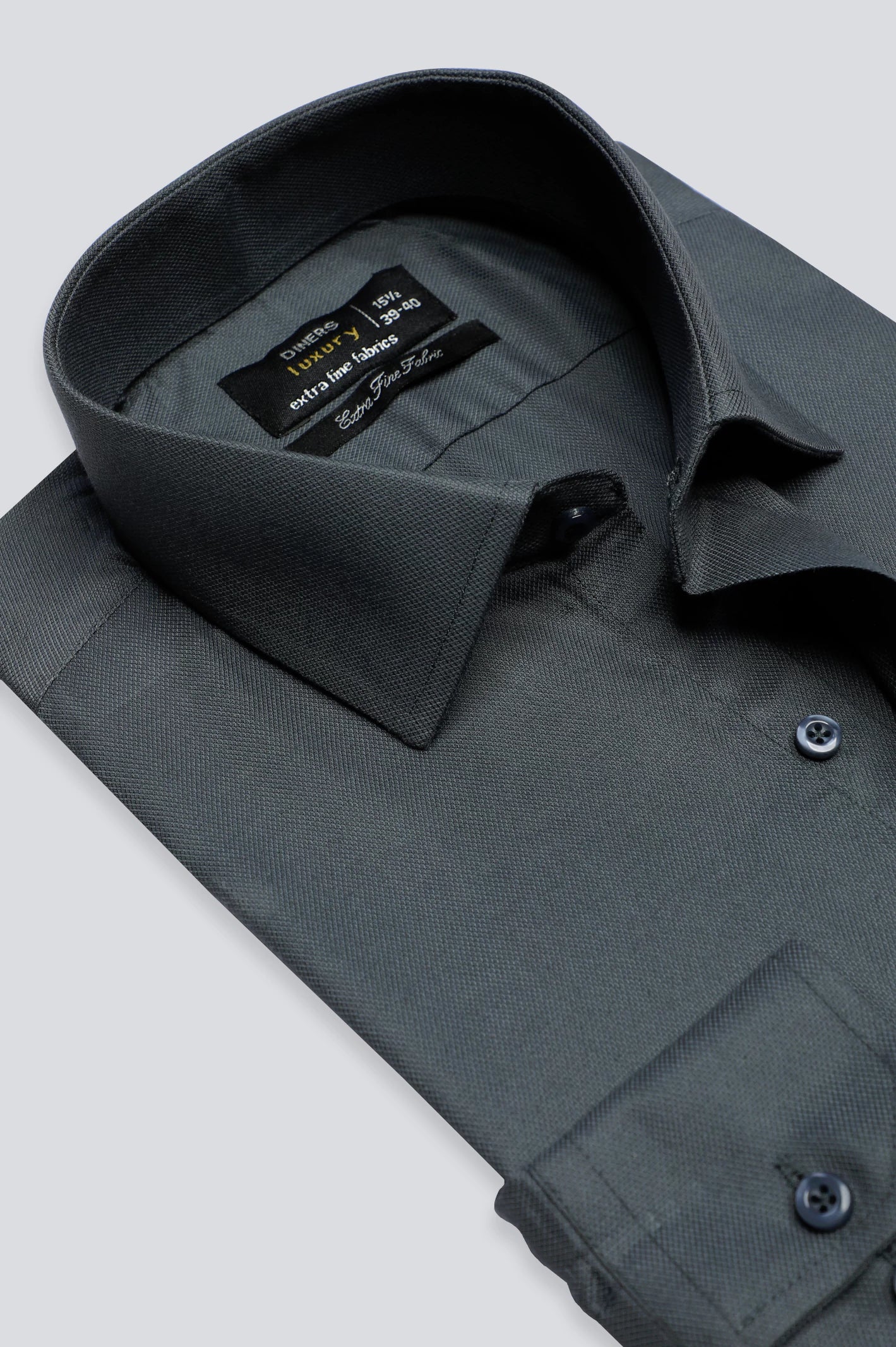 Dark Grey Dobby Textured Formal Shirt