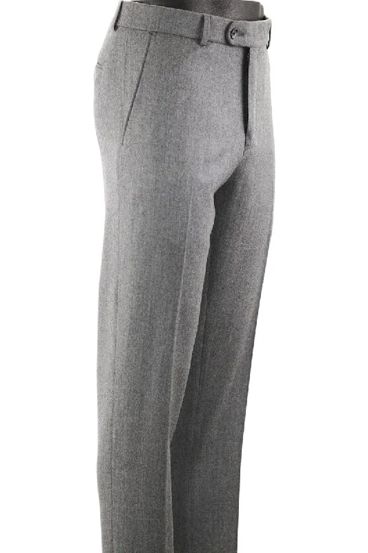 Cashmere and Wool Italian Flannel Comfort-EZE Trouser in Banker's Grey (Flat Front Models) by Ballin