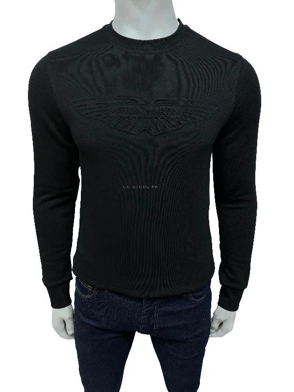 HKT Aston Martin Embossed Logo Black Sweatshirt