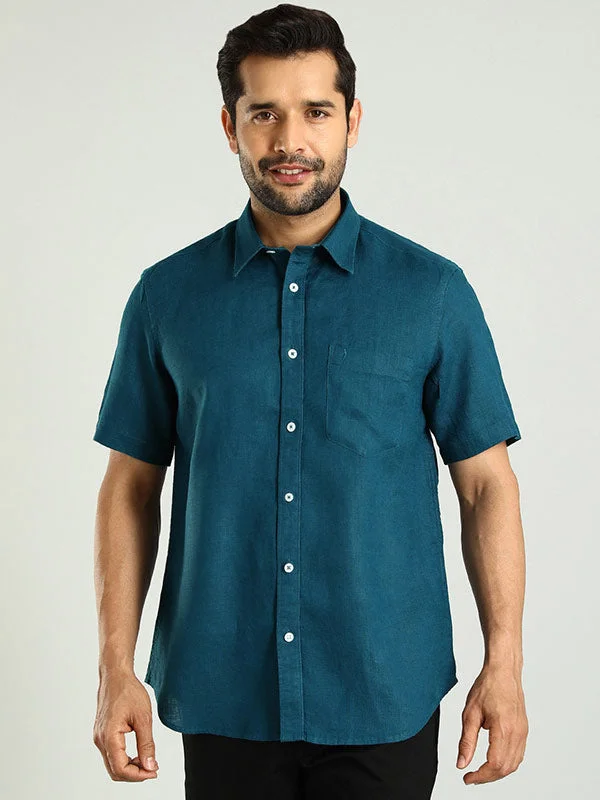 Men Solid Half Sleeve Linen Shirt