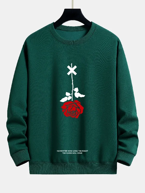 Inverted Rose Slogan Print Relax Fit Sweatshirt