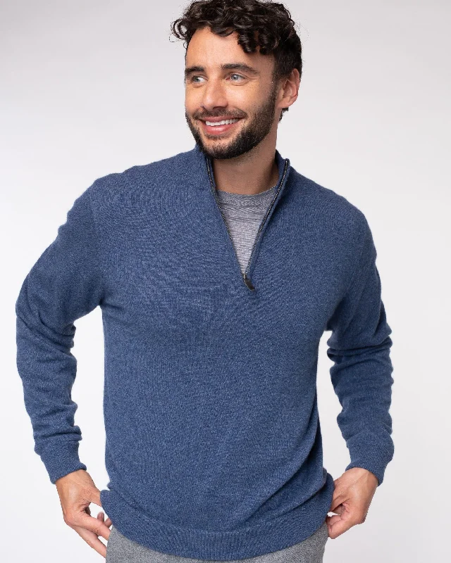 1/4 Zip Mock Neck 100% Cashmere Pullover Sweater (Choice of Colors) by Alashan Cashmere