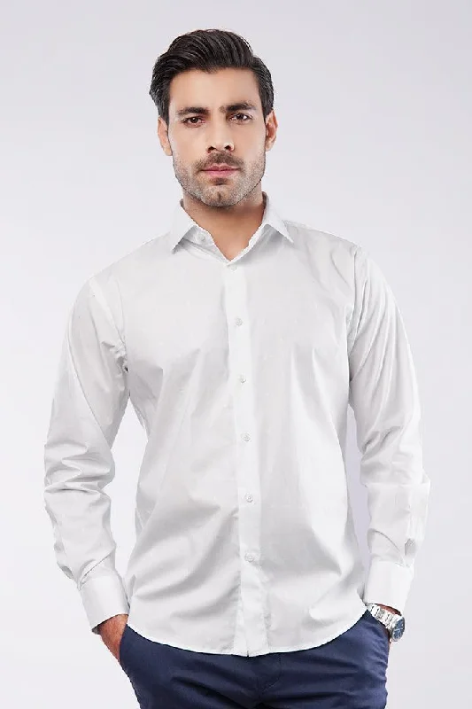 Self Texture Yarn-Dyed Shirt - White