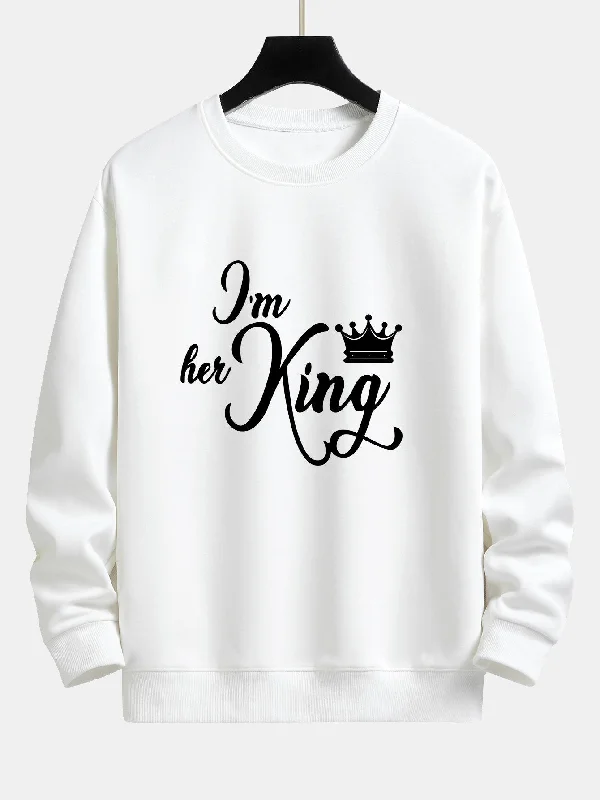 Her King Couple Print Relax Fit Sweatshirt