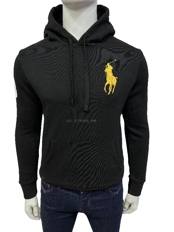 RL Big Pony Fleece Black Hoodie